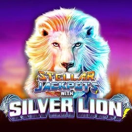 Jackpots logo of Stellar Jackpots with Silver Lion from Lightning Box Game at Blaze Spins Casino